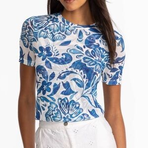 NWT Johnny was ELEANOR SHORT SLEEVE MESH TEE size PS